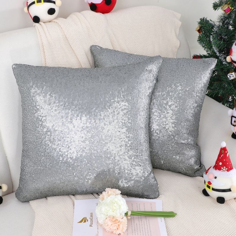 2 Pcs 18"x18" Sequin Satin Shiny Sparkling Decorative Pillow Cover - PiccoCasa | Target