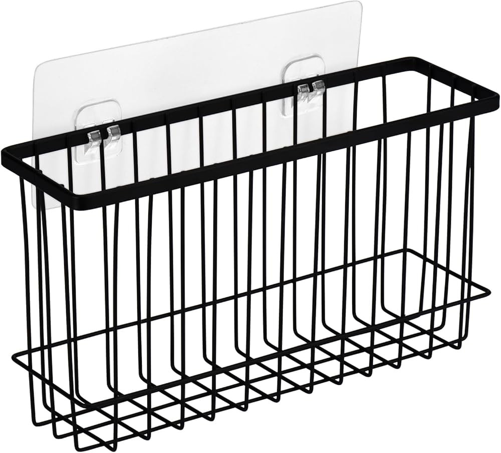 Toplife Wall Door Adhesive Kitchen Wrap Organizer Rack, No Drilling, Black | Amazon (US)