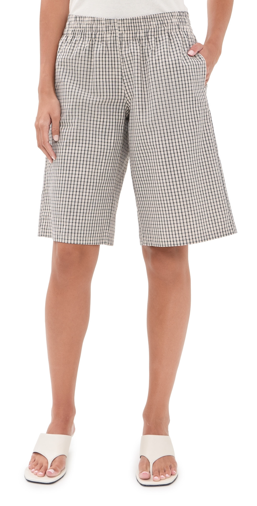 Lioness Sevigney Long Shorts Cream Check XL | Shopbop