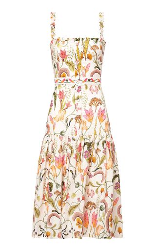Nispero Embroidered Floral Cotton Midi Dress | Moda Operandi (Global)