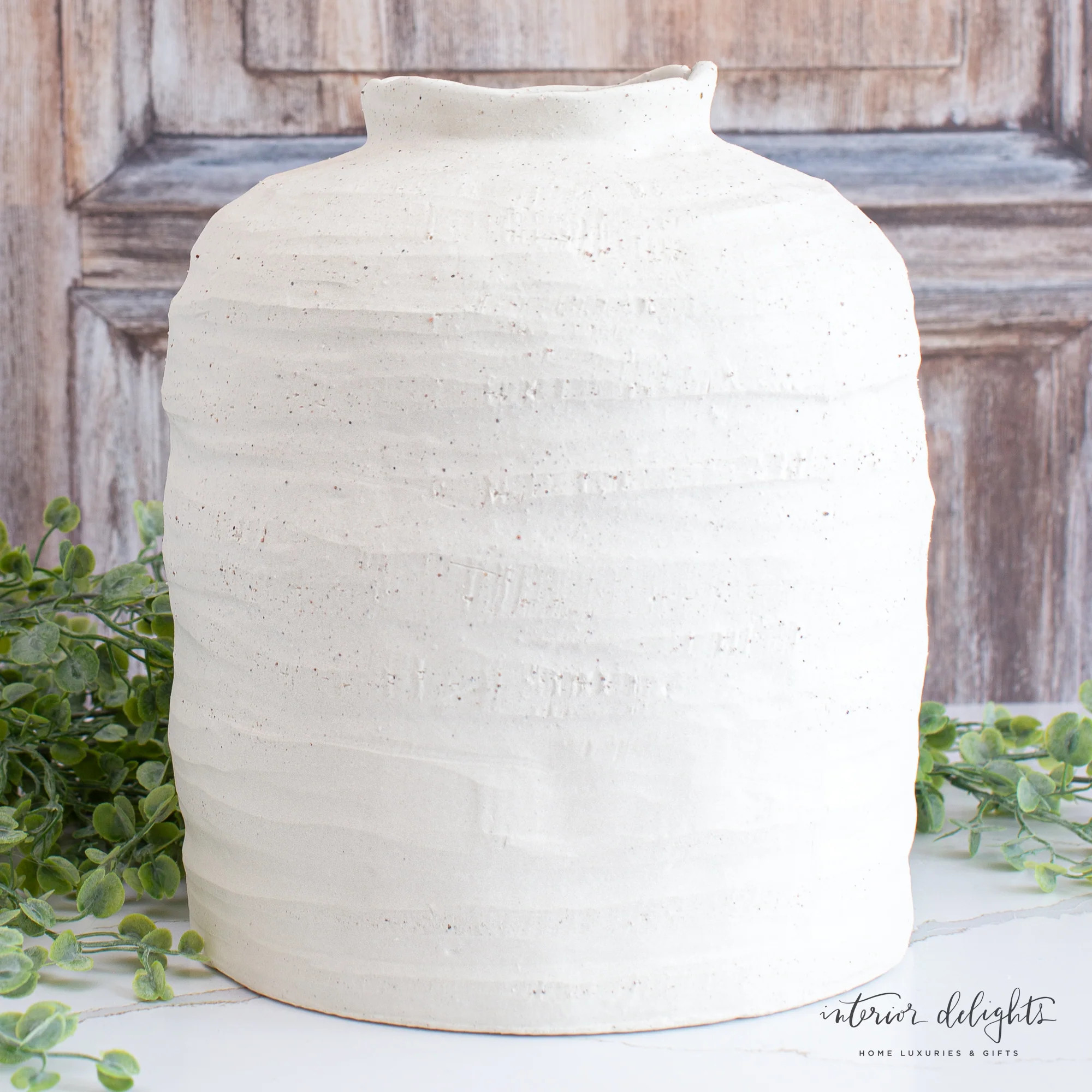 10.5” Ivory Stoneware Vase | Interior Delights