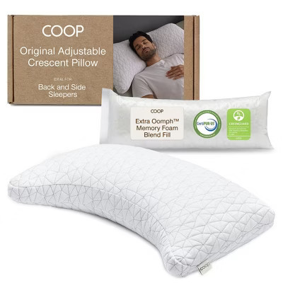 Coop Home Goods The Original Crescent Adjustable Pillow, Queen Bed Pillows for Shoulder, Neck & Head Support - Medium Firm for Back & Side Sleeper | Target