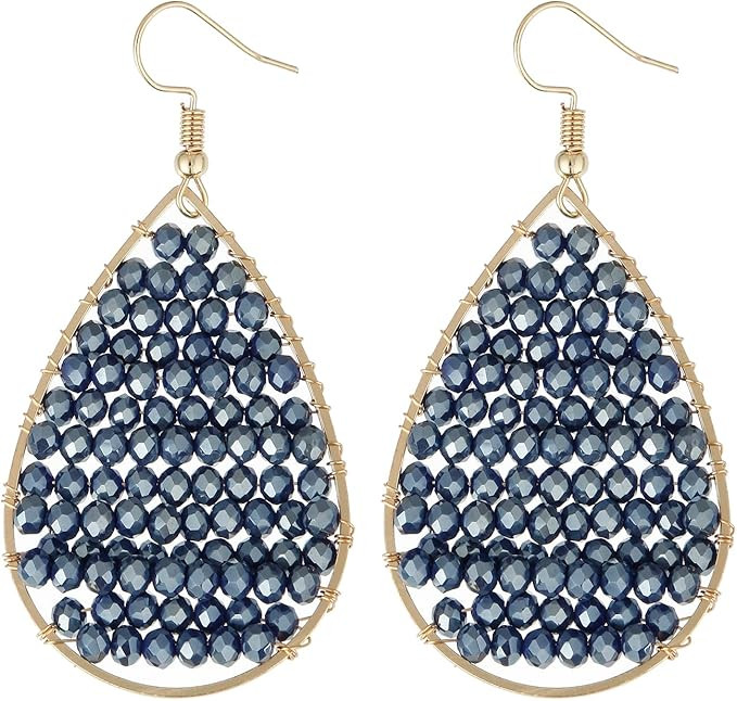 Turquoise Teardrop Earrings, Boho Colorful Beads Gold Hoop Earrings for Women Bohemian Jewelry | Amazon (CA)