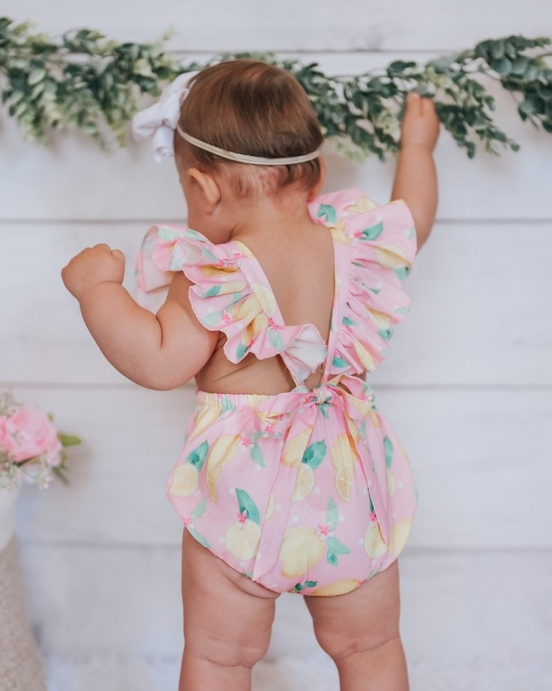 Shiloh Ruffle Back Romper - Pink Lemonade | Bailey's Blossoms