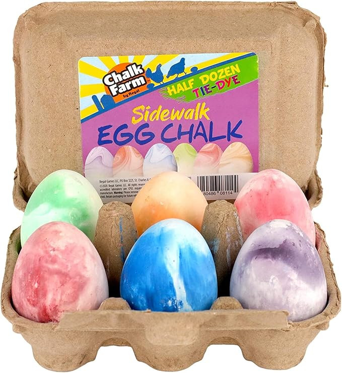 Chalk City Sidewalk Egg Chalk, 6 Count, Assorted Colors, Non-Toxic, Washable, Art Set (Tie Dye) | Amazon (US)