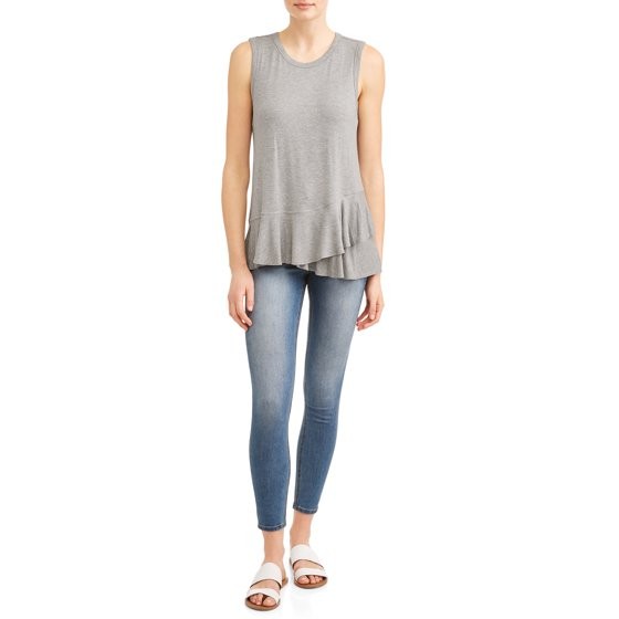 Time and Tru - Women's Ruffle Peplum Sleeveless Top - Walmart.com | Walmart (US)