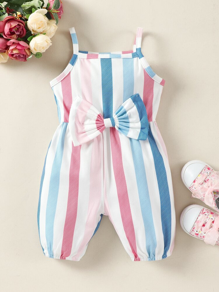 Baby Striped Bow Cami Jumpsuit | SHEIN