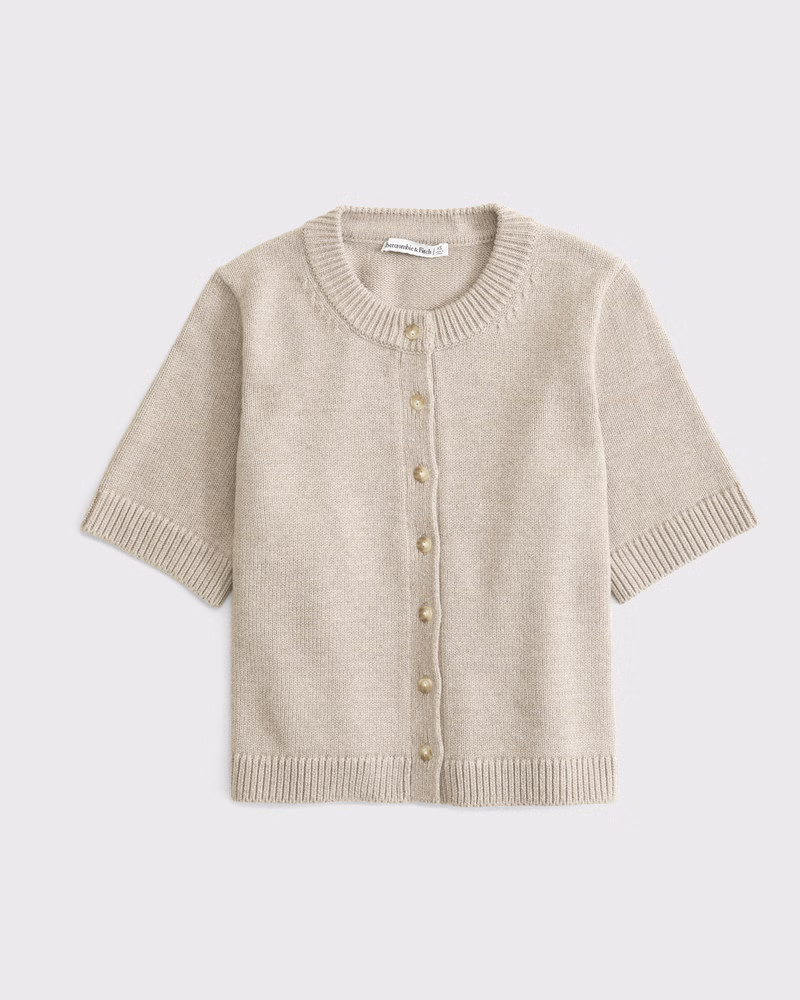 Short-Sleeve Crew Cardigan | Abercrombie & Fitch (US)