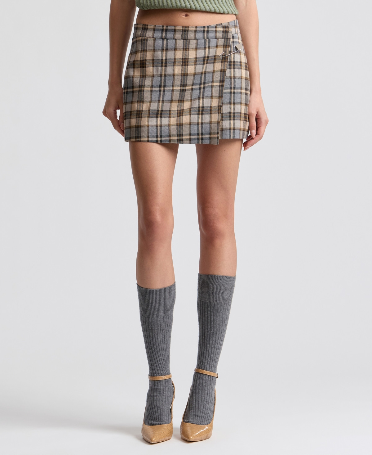 Avec Les Filles Women's Plaid Mini Skort - Light Brown Plaid | Macy's