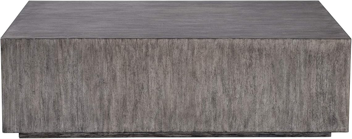 MY SWANKY HOME Modern Minimalist Wood Cube Block Coffee Table Solid Rectangle Gray Distressed | Amazon (US)