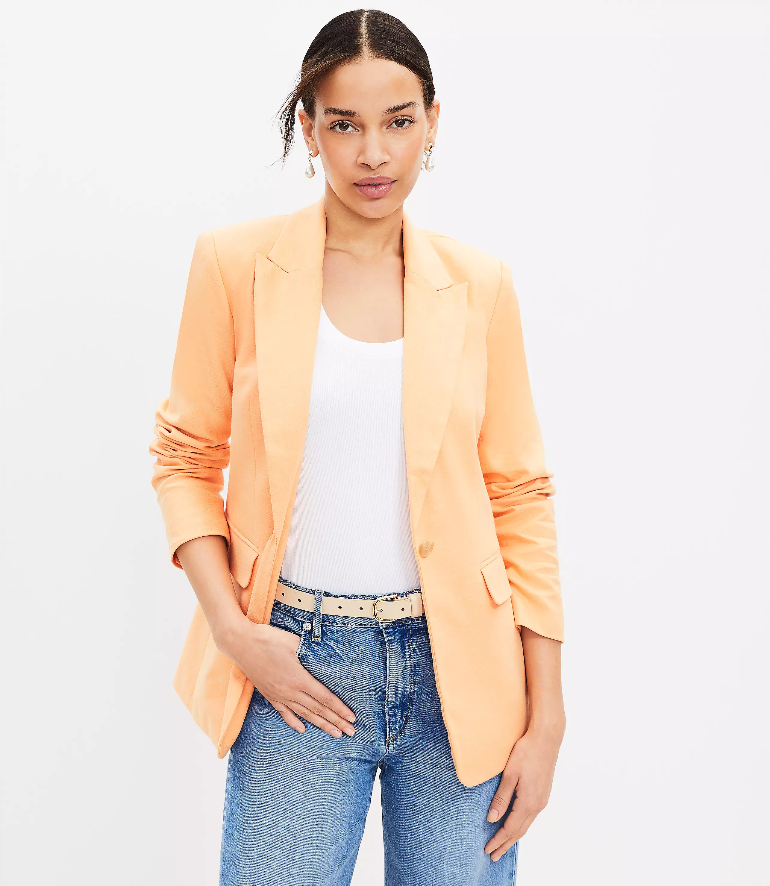 Cotton Linen Modern Blazer | LOFT