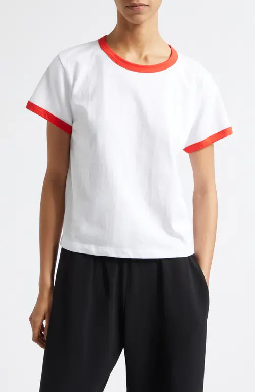 LESET Margo Ringer T-Shirt in White/Cerise at Nordstrom, Size Medium | Nordstrom