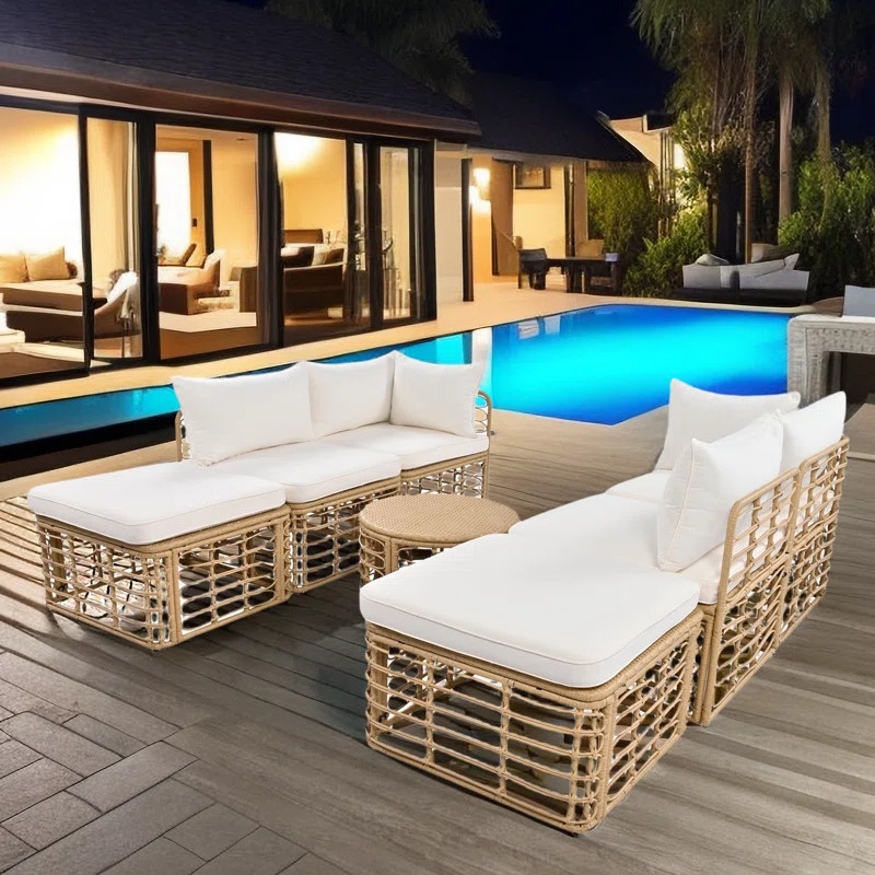 Couvin 7 Pieces Freely Combined Outdoor Patio Sectional Sofa With Round Coffee Table | Wayfair North America