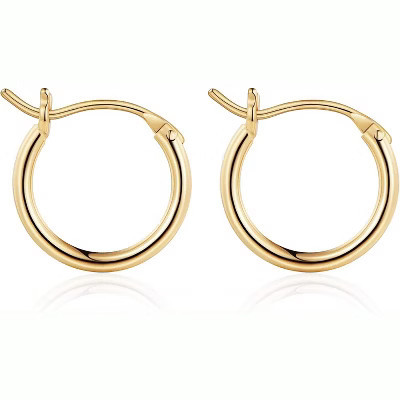 14K Real Gold Plated Hoop Earrings - 925 Sterling Silver Posts, Hypoallergenic & Nickel Free Lightweight Hoops (13-60mm) | Target