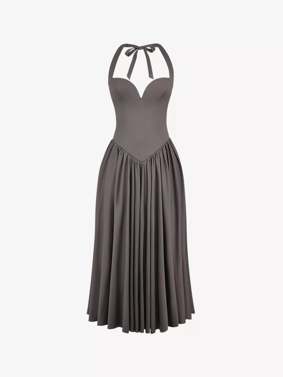 Coquette sweetheart-neck stretch-cotton midi dress | Selfridges