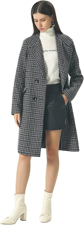 CHARTOU Plaid Double Breasted Peacoat Jacket | Amazon (US)