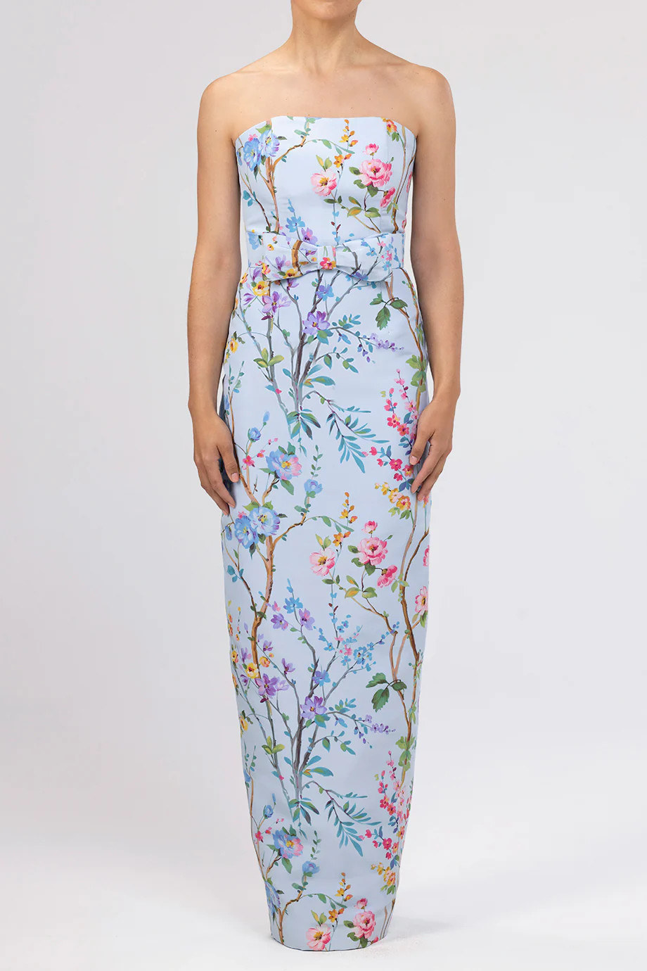 Elizabeth Garden Reverie Silk Faille Column Gown with Bow Belt | ALEXIA MARIA LLC