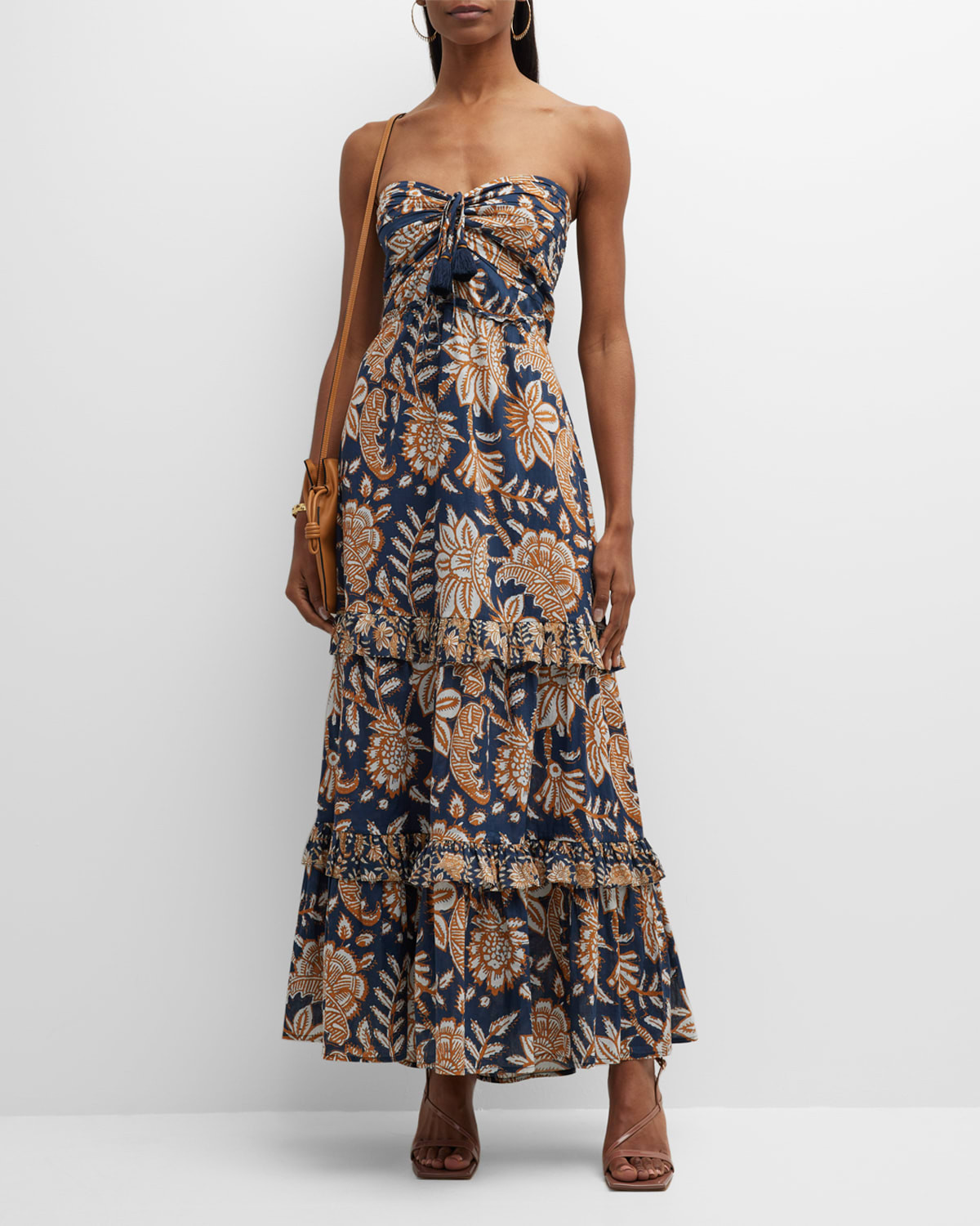 June Printed Tiered Ruffle Halter Maxi Dress | Neiman Marcus