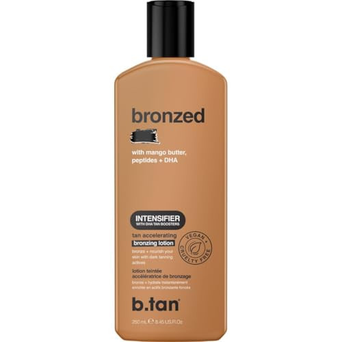 b.tan Sun Tanning Lotion | Tan Accelerator - Best Tinted Browning Cream, Brown Intensifier Bronzing Lotion, No SPF, Packed with DHA Boosters, Mango Butter & Peptides, Austrailian Brand, 8.45 Fl Oz | Amazon (US)