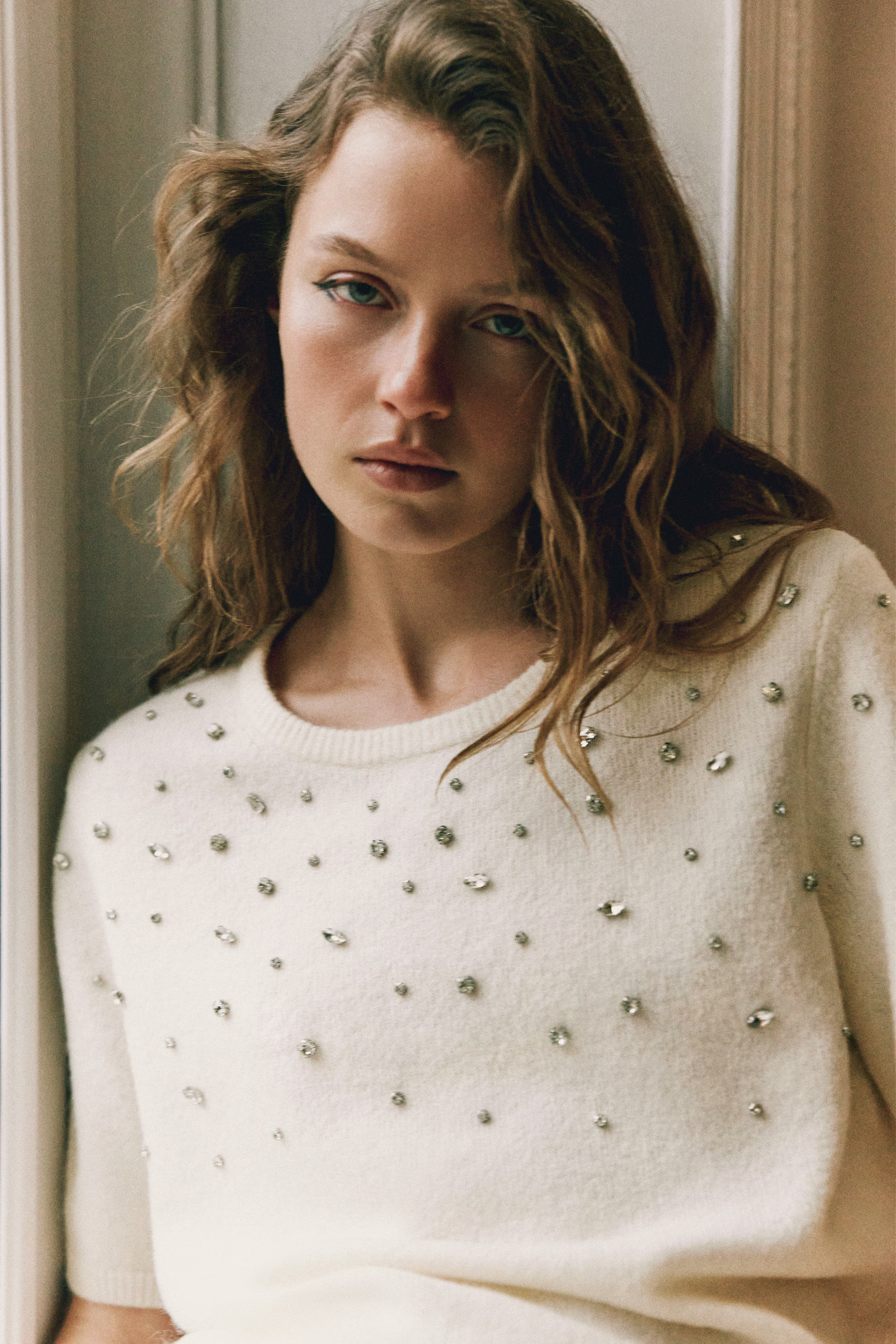 Rhinestone-Embellished Fine-Knit Top | H&M (US + CA)