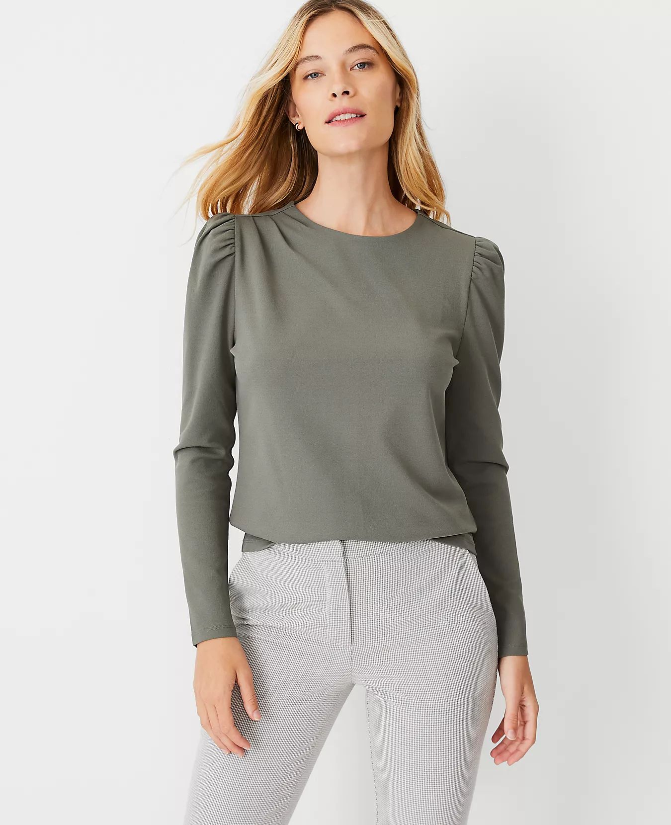 Pleat Shoulder Puff Sleeve Top | Ann Taylor (US)