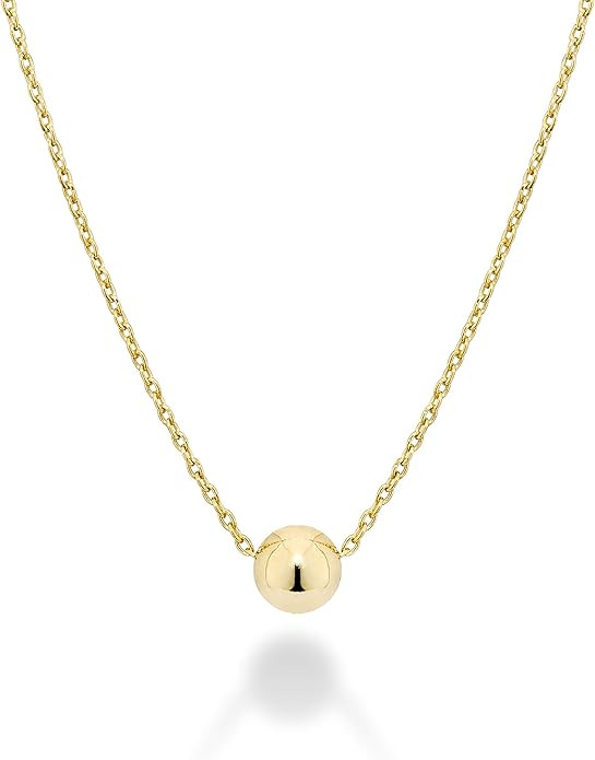 Miabella 925 Sterling Silver or 18K Yellow Gold Plated Italian 5mm Slide Bead Ball Pendant Neckla... | Amazon (US)