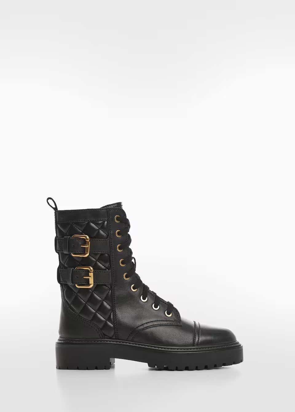 Military leather ankle boots -  Women | Mango USA | MANGO (US)