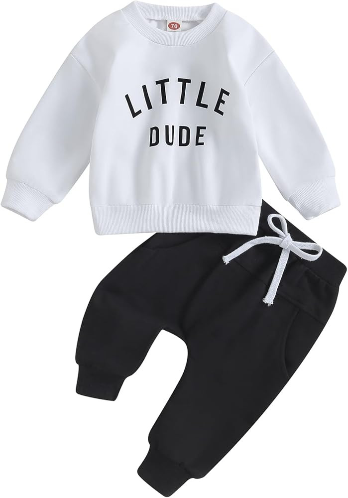MERSARIPHY Fall Baby Boy Pant Set Toddler Crewneck Long Sleeve Pullover Sweatshirt Sweatpant 2Pcs... | Amazon (US)