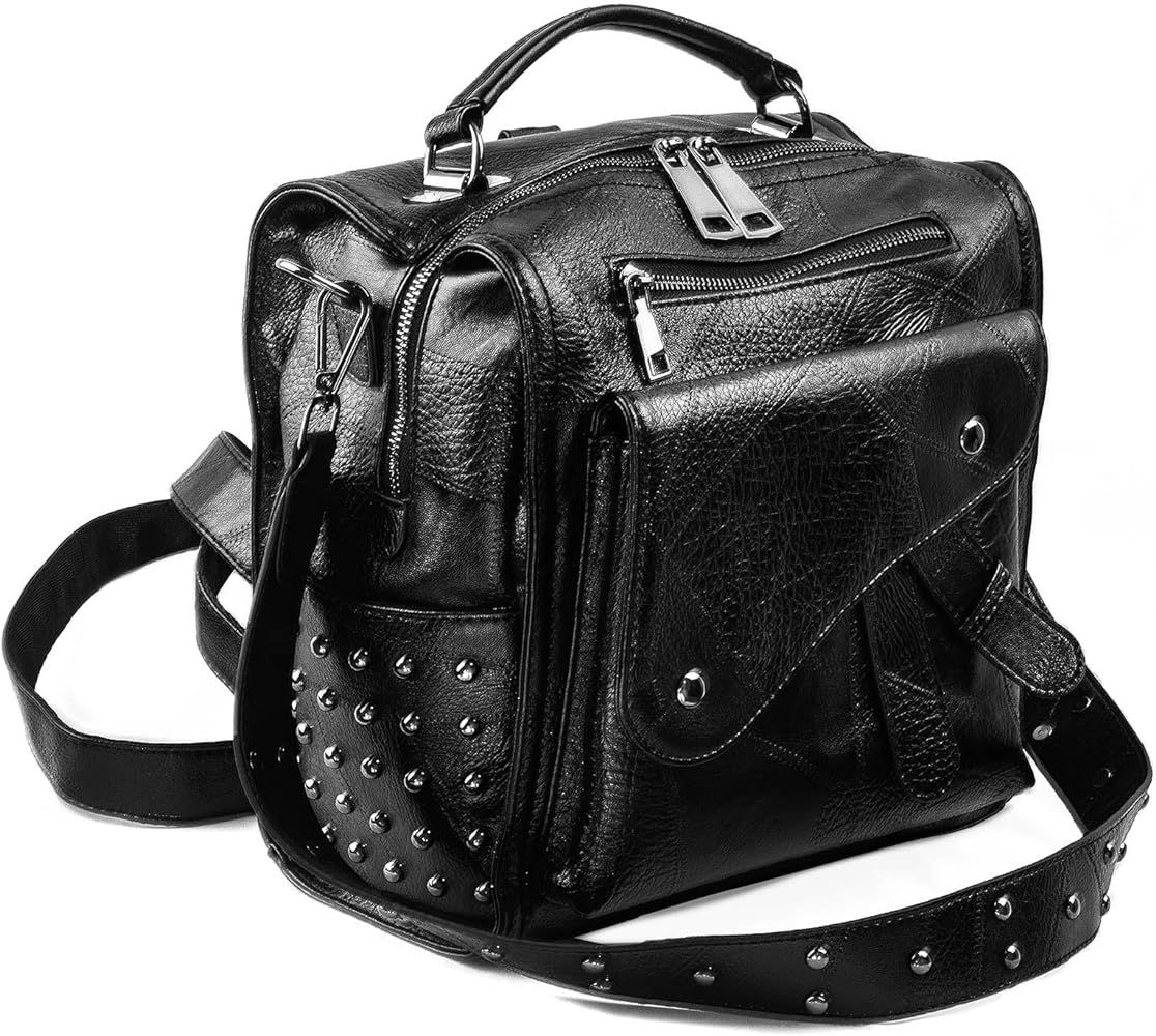 Backpack Purse for Women Leather Travel Ladies Fashion Designer Rivet Studded Convertible Crossbo... | Amazon (US)