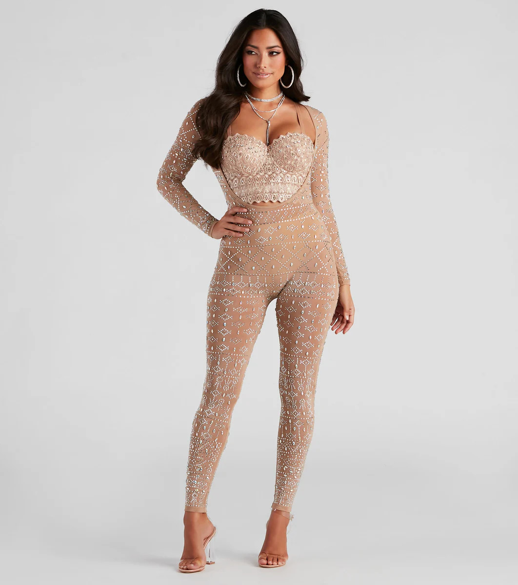 Iridescent Stunner Embellished Catsuit | Windsor Stores