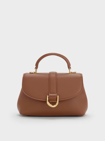 Gabine Leather Top Handle Bag
    
         - Chocolate | Charles & Keith UK