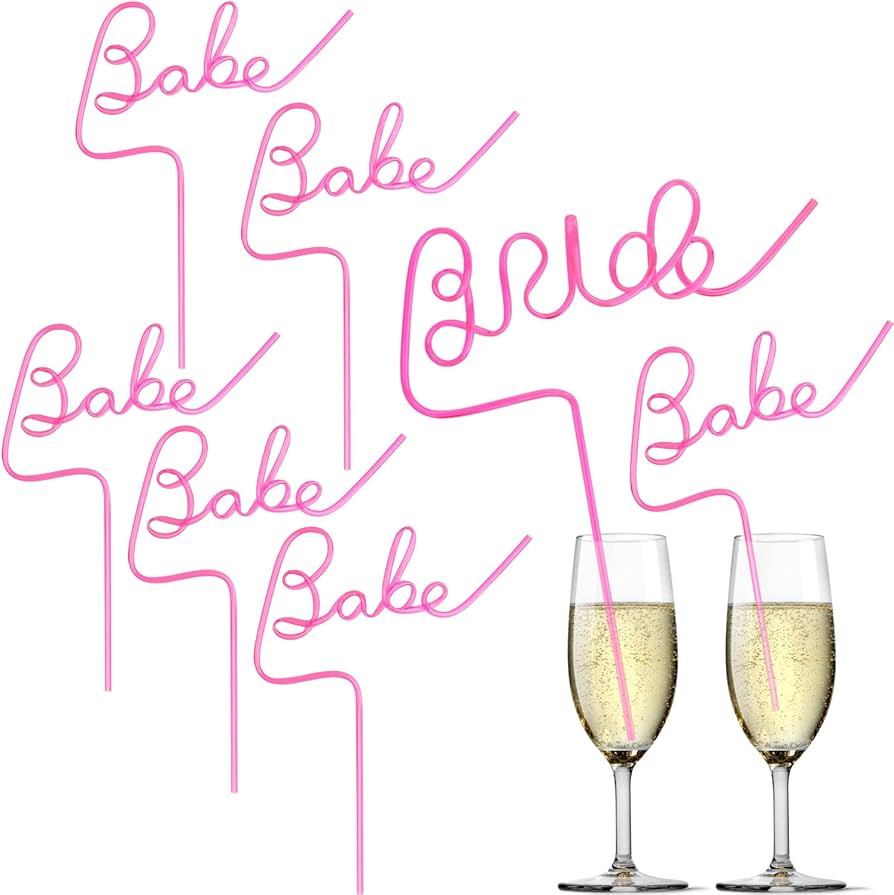 7 Pcs Reusable Bride Straws Babe & Bride, Bride Party Supplies Wedding Engagement Bridal Shower P... | Amazon (US)