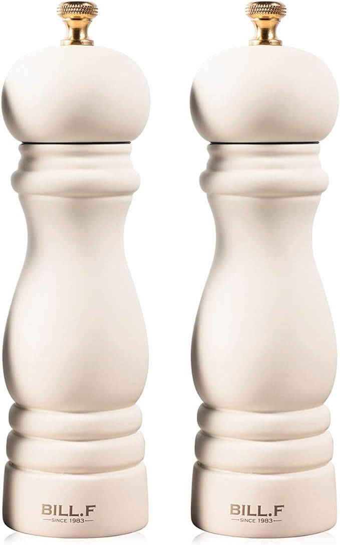 BILL.F Salt and Pepper Grinder Wooden Pepper Mill Grinder White Salt Pepper Shakers Set of 2 with... | Amazon (CA)