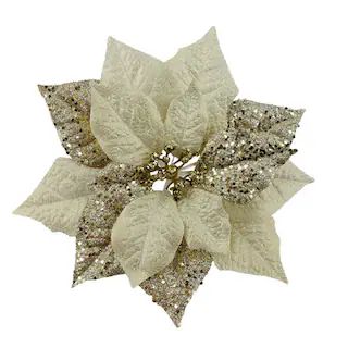 White & Gold Glitter Poinsettia Clip by Ashland® | Michaels | Michaels Stores