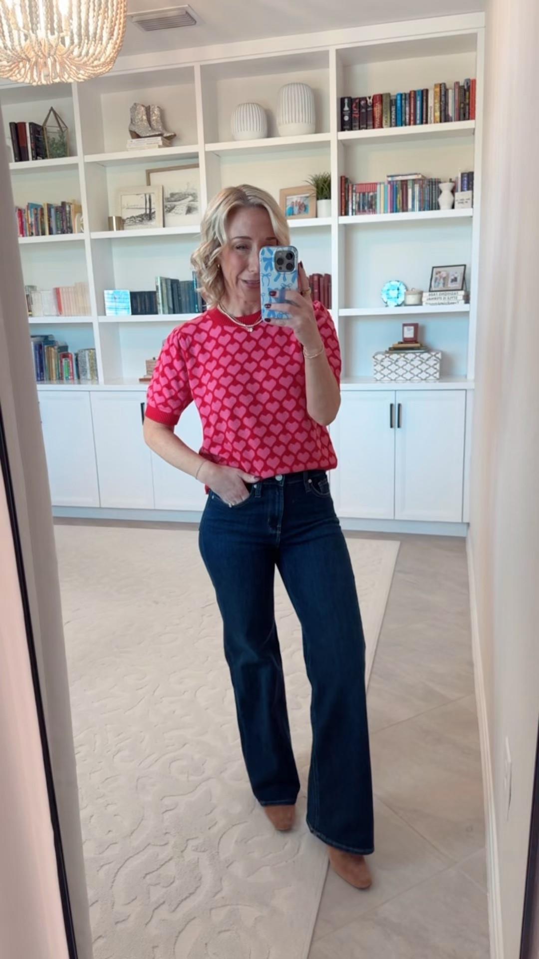 Heart Puff Short Sleeve Sweater - size small. 8 colors. * Bella Stretch Wide Leg Jeans - Color: Midnight Blue - Size: 25 - Inseam: 30. 

#LTKSeasonal#LTKOver40#LTKFindsUnder50 

 