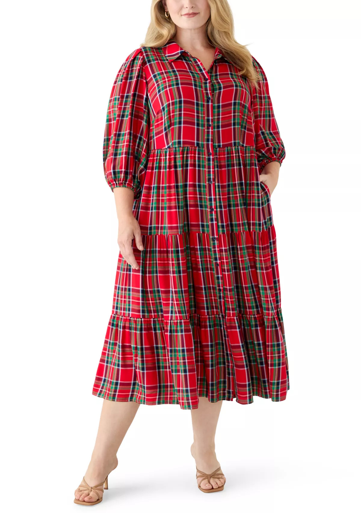 Plus Size Long Sleeve Printed Maxi Dress | Belk