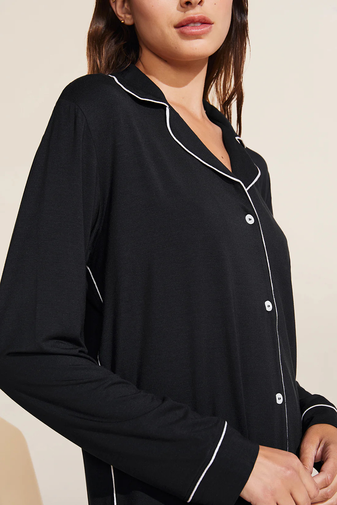Gisele TENCEL™ Modal Tuxedo Slim PJ Set - Black/Sorbet Pink | Eberjey