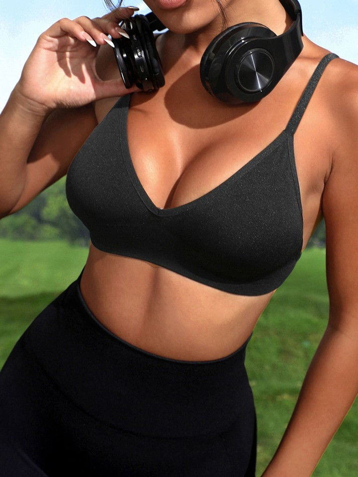 SHEIN Sport Slayoga Solid Open Back Sports Bra | SHEIN