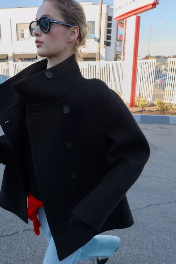 KURZER MANTEL AUS WOLLE MIT STEHKRAGEN | Zara DE