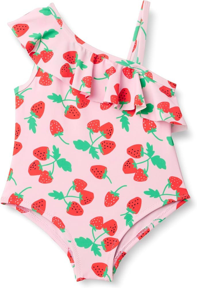 Amazon Essentials Girls and Toddlers' Asymmetric Frill One-Piece Swimsuit | Amazon (US)