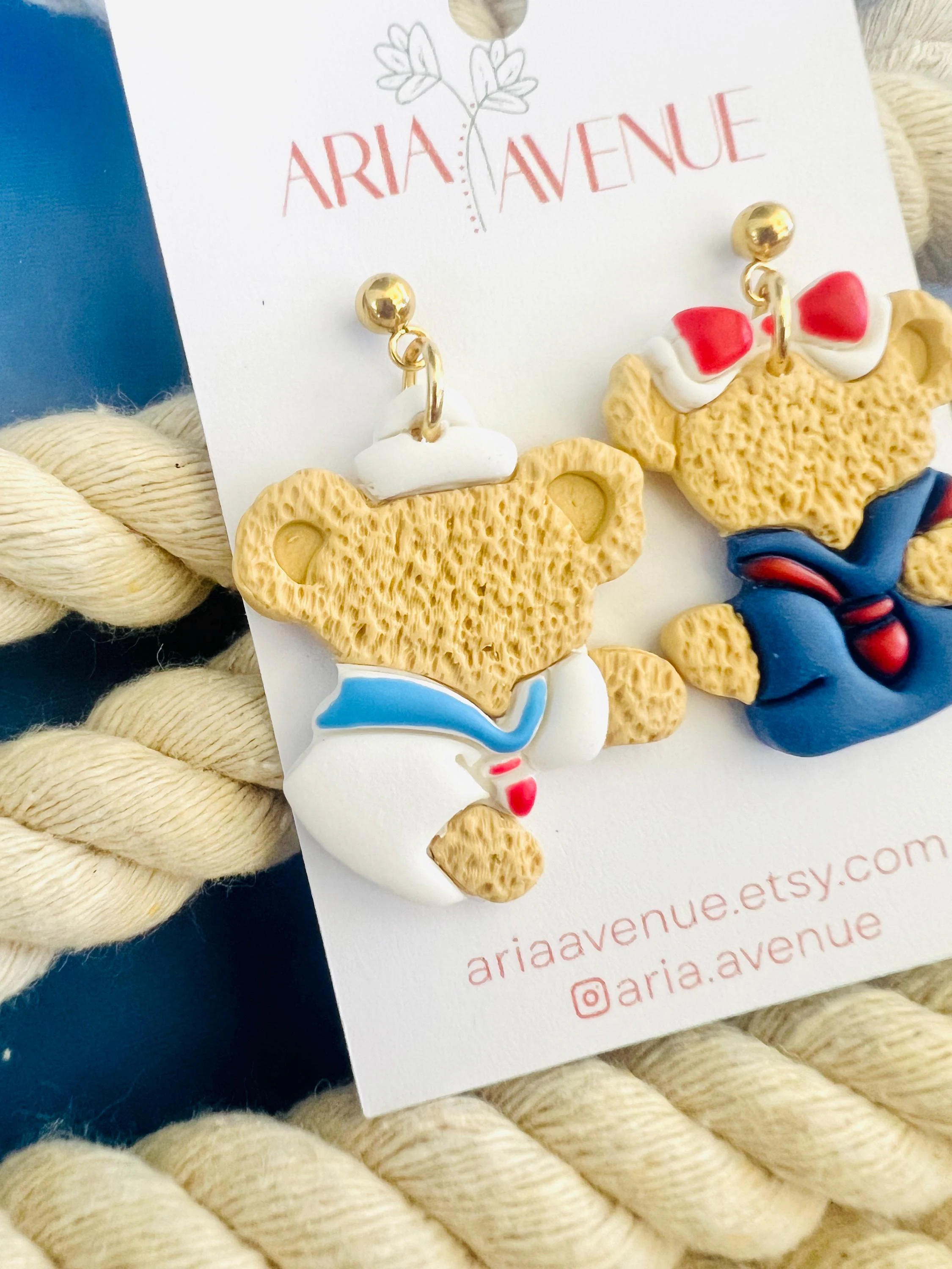 Sweet Bear Couple Earrings – Nautical Inspired Polymer Clay Dangles – Cruise Vacation Jewelry | Etsy (Global)