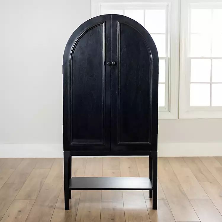 New! Black Arch Wood Bar Cabinet | Kirkland's Home