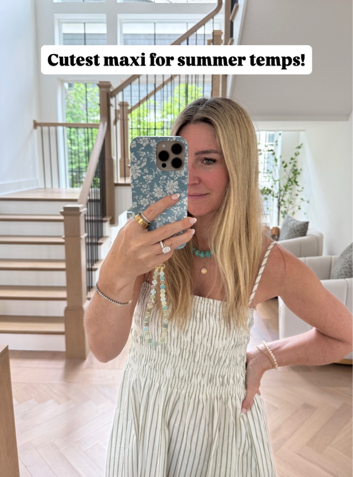 Cutest at @Anthropologie maxi dress perfect for summer temps! Also linked the $17 Amazon necklace and my new favorite jelly sandals. ￼

#LTKootd #LTKOver40 #LTKSeasonal