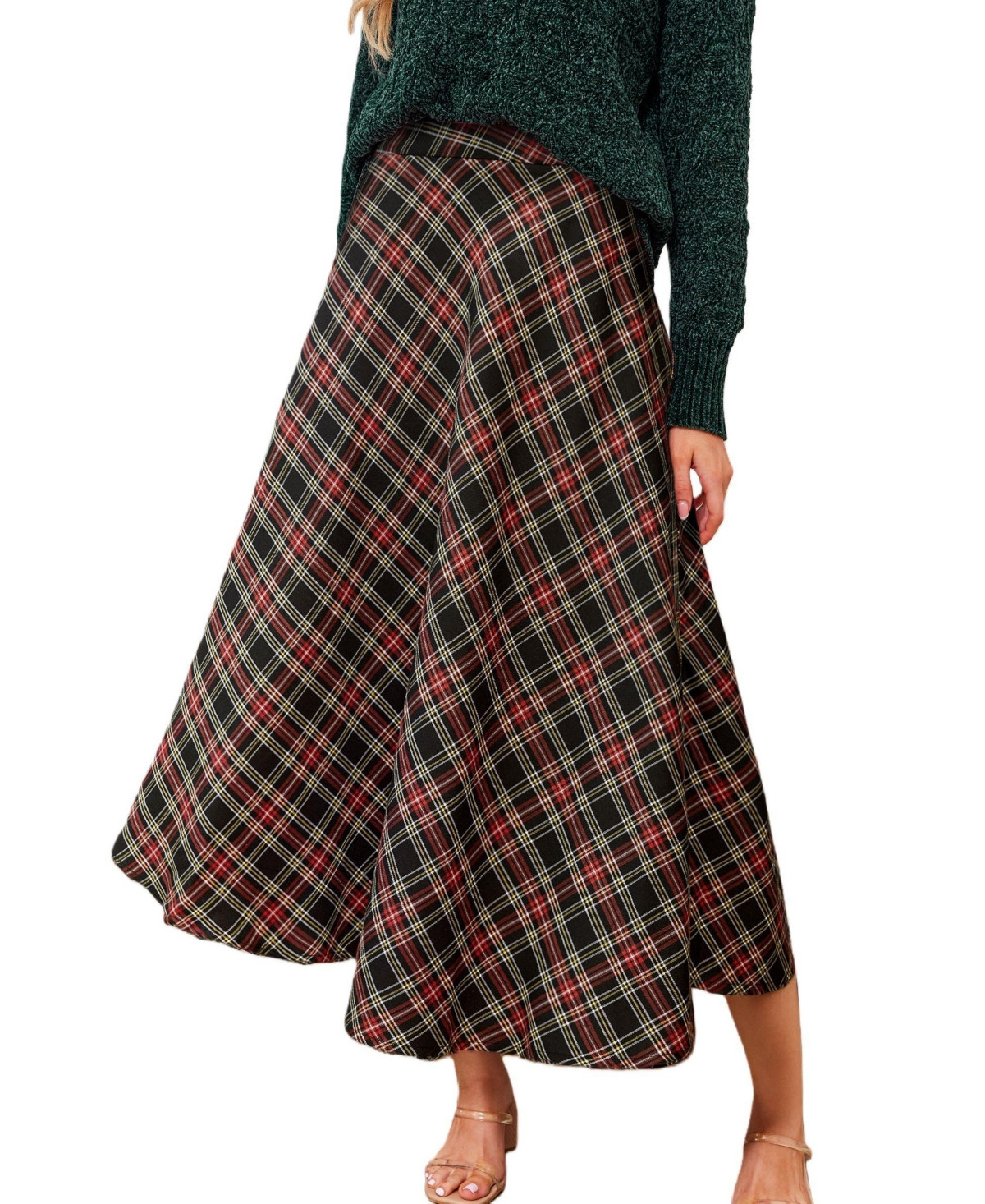 Cupshe Women's Retro Cheer Plaid Midi Skirt - Red | Macy's