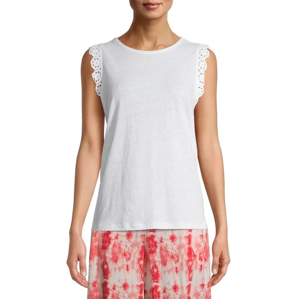 Time and Tru Women's Crochet Trim Tank | Walmart (US)