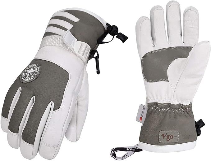 Vgo -4℉ or Above 3M Lined Unisex Goat Leather Skiing & Winter Gloves (GA2446FW) | Amazon (US)