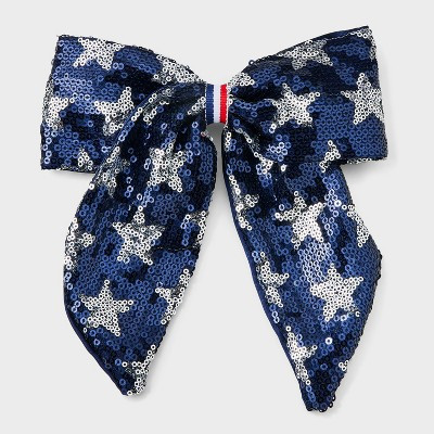 Girls' Americana Sequin Star Hair Bow Barrette - Cat & Jack™ Blue | Target