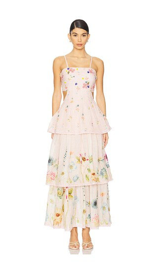 Garden Gala Tier Dress in Pink Multi Floral | Revolve Clothing (Global)