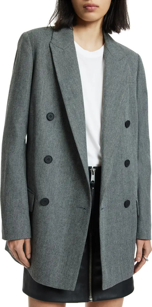 Astrid Oversize Herringbone Double Breasted BlazerALLSAINTS | Nordstrom