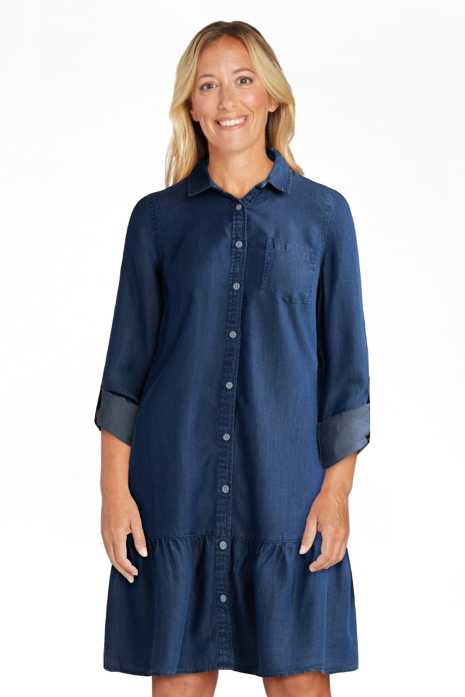 Time and Tru Women's and Women’s Plus Tiered Mini Shirtdress with Long Sleeves, Sizes XS-3XL | Walmart (US)